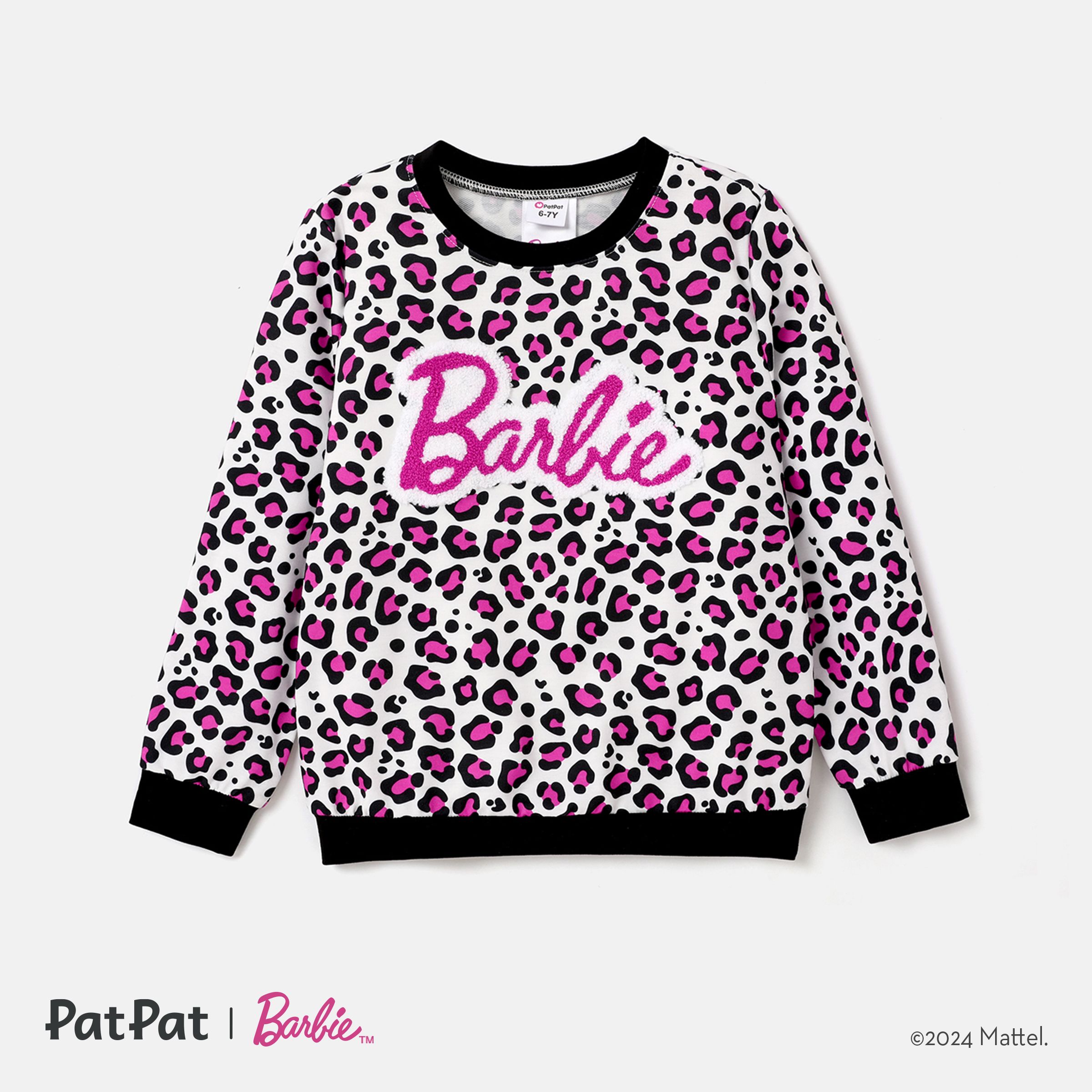 Barbie Toddler / Kid Girl Naia™ Lettre Brodée Léopard Pull à Manches Longues