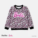 Barbie Toddler/Kid Girl Naia™ Letter Embroidered Leopard Pullover Sweatshirt  Black