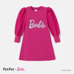 Barbie Kid Girl Letter Print Puff-sleeve Dress  Roseo