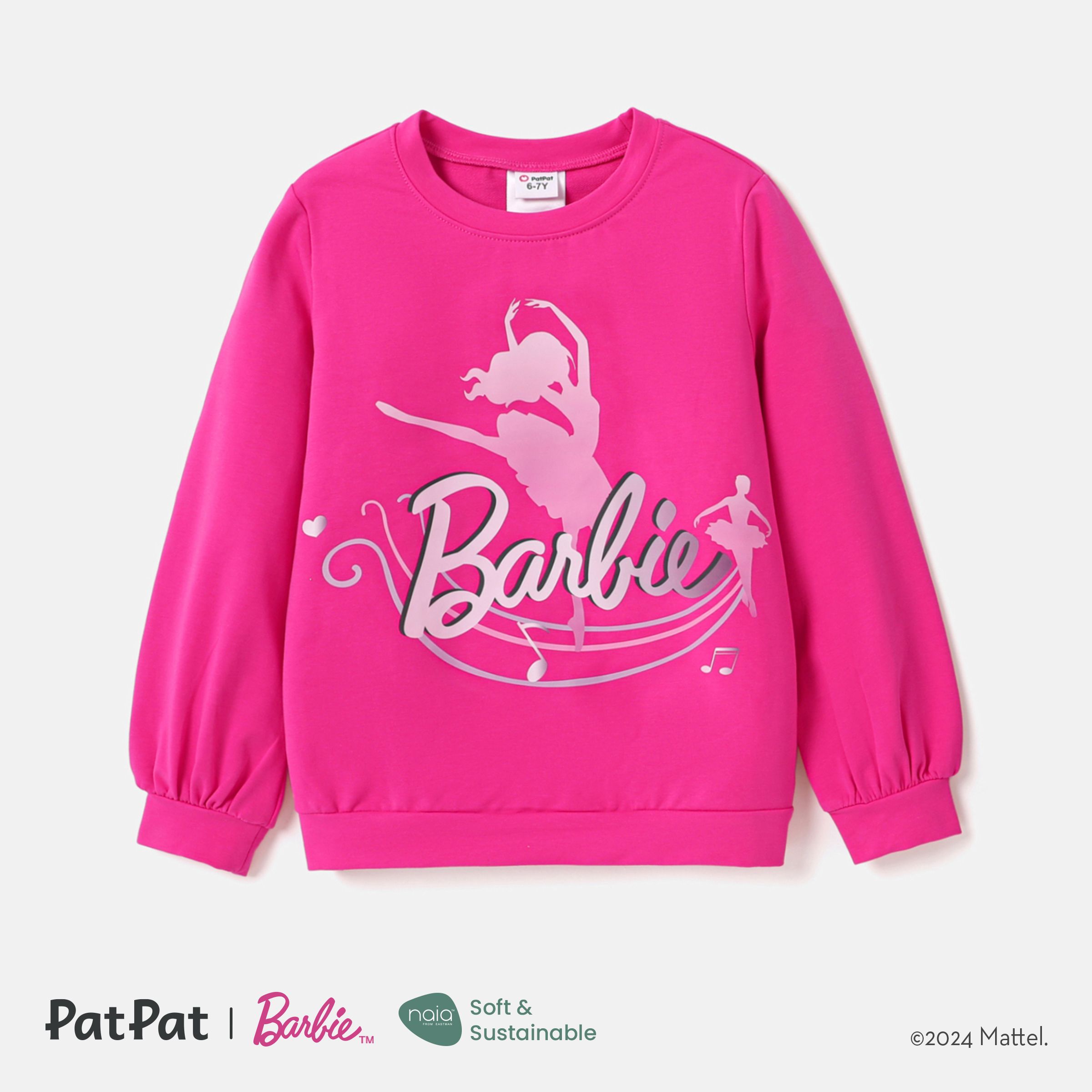Barbie Kid Girl 2pcs Figure Letter Print Long-sleeve Top or Naiatm Dolphin Shorts