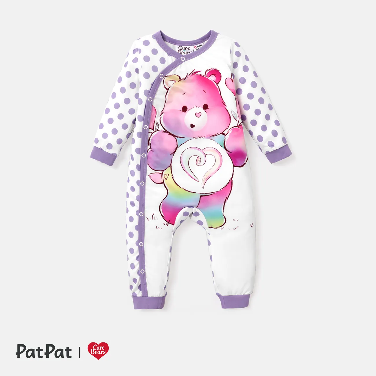 Care Bears Baby Girl Character Print Long-sleeve Cute Romper/One Piece Light Purple big image 1