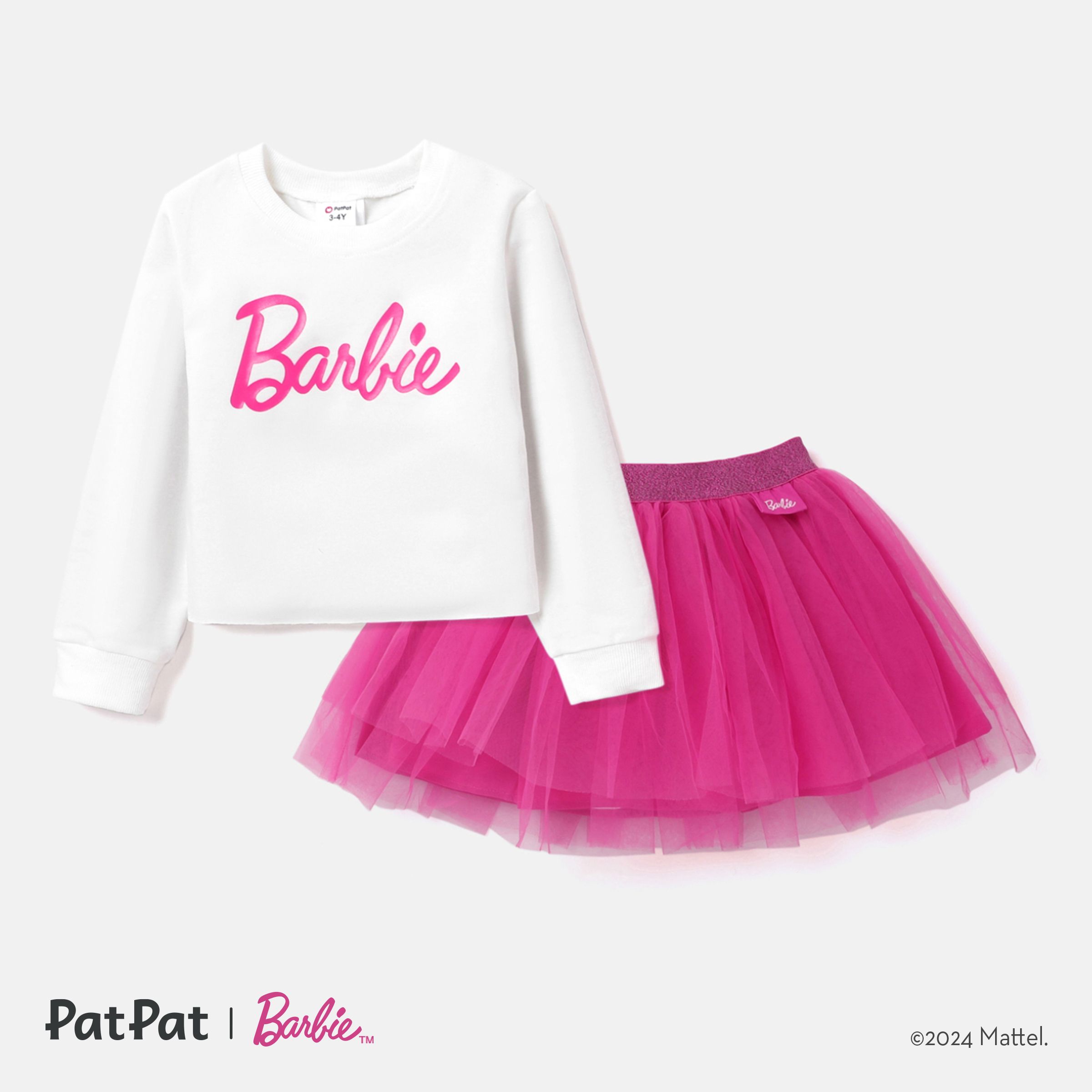 Barbie 2pcs Toddler Girl Tee à Manches Longues Et Ensemble De Jupe En Maille