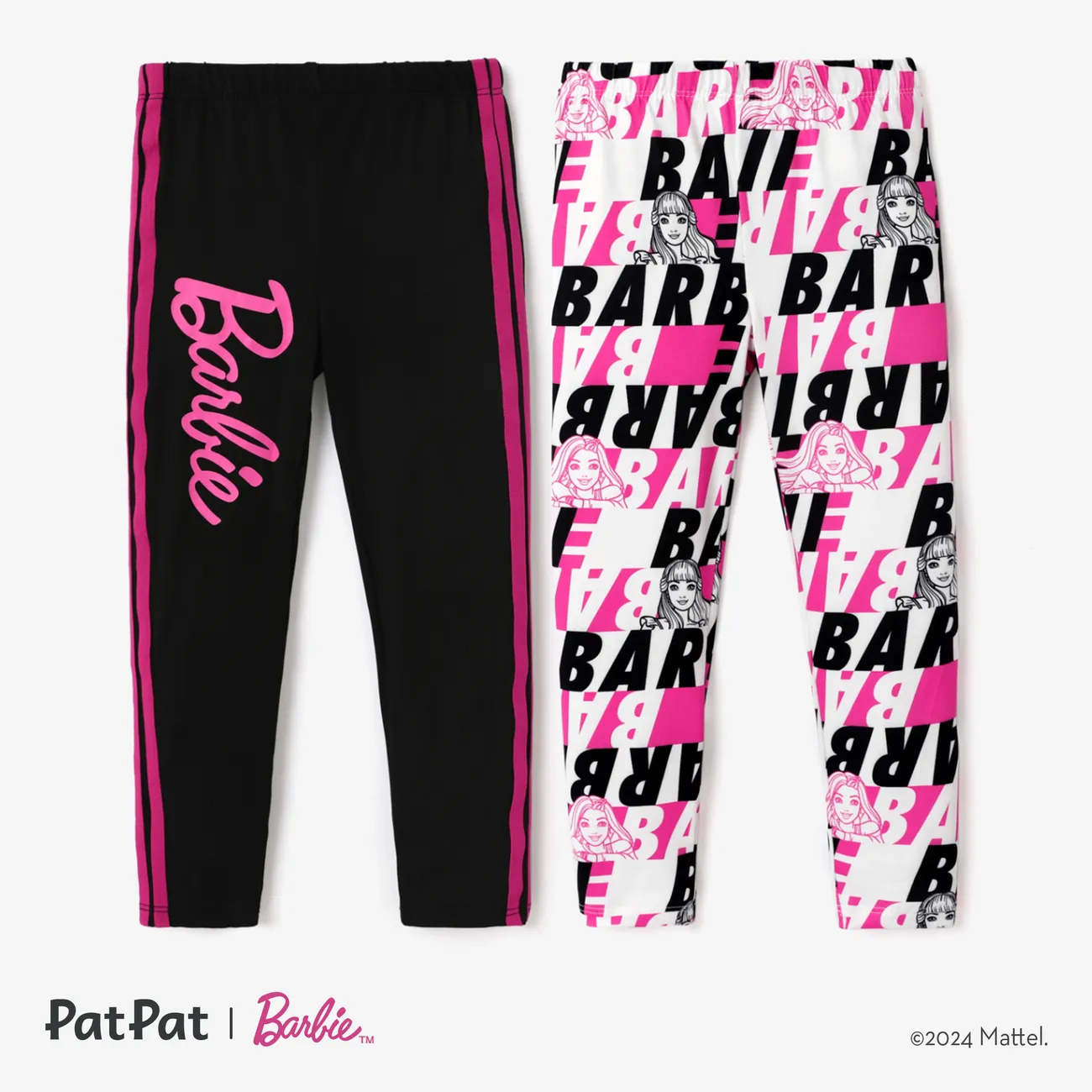Barbie Toddler/Kid Girl Letter Pattern Leggings Pink big image 1