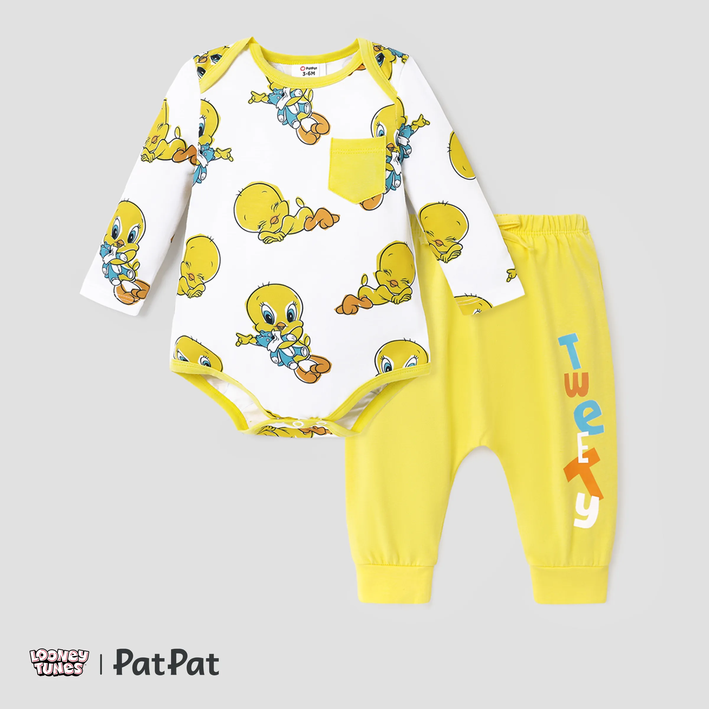 Looney Tunes Baby Boy/Girl Character Print Long-sleeve Bodysuit And Pant Sets