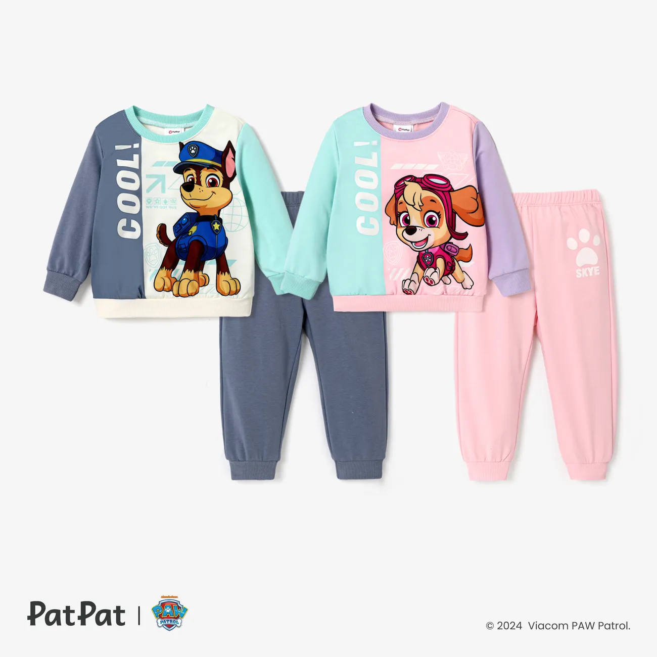 PAW Patrol Toddler Boy/Girl Contrasting Color Stitching Top and Pants Suit Pink big image 1