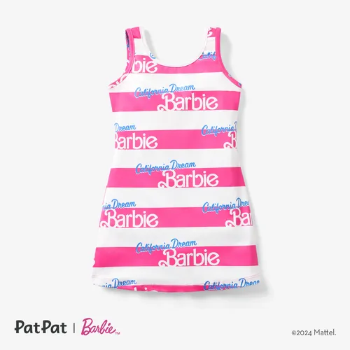 Barbie Toddler/Kid Girl Mother's Day Classic Barbie Letter and Heart Allover Print Dress