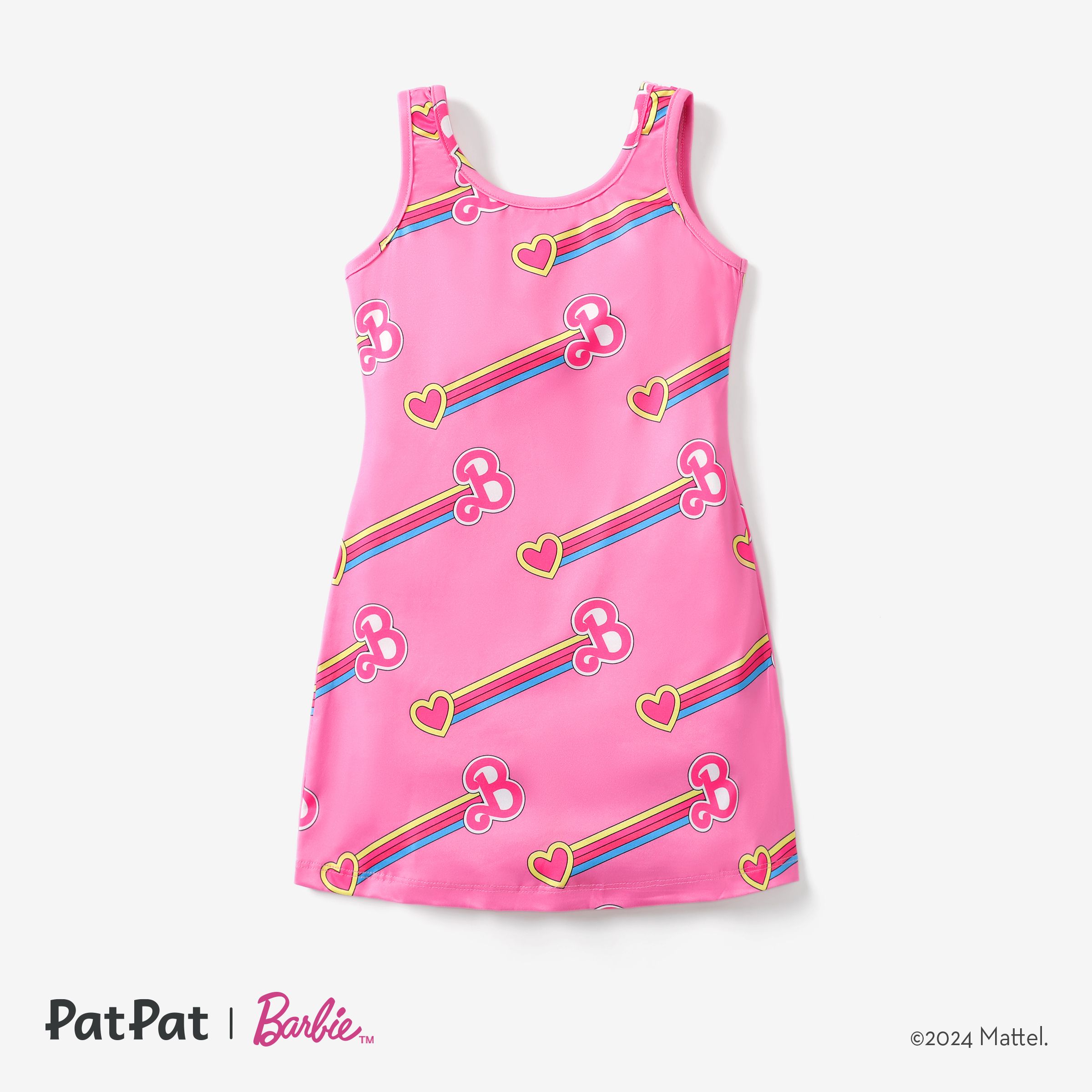 Barbie Toddler/Kid Girl Valentine's Day Letter And Heart Allover Print Dress