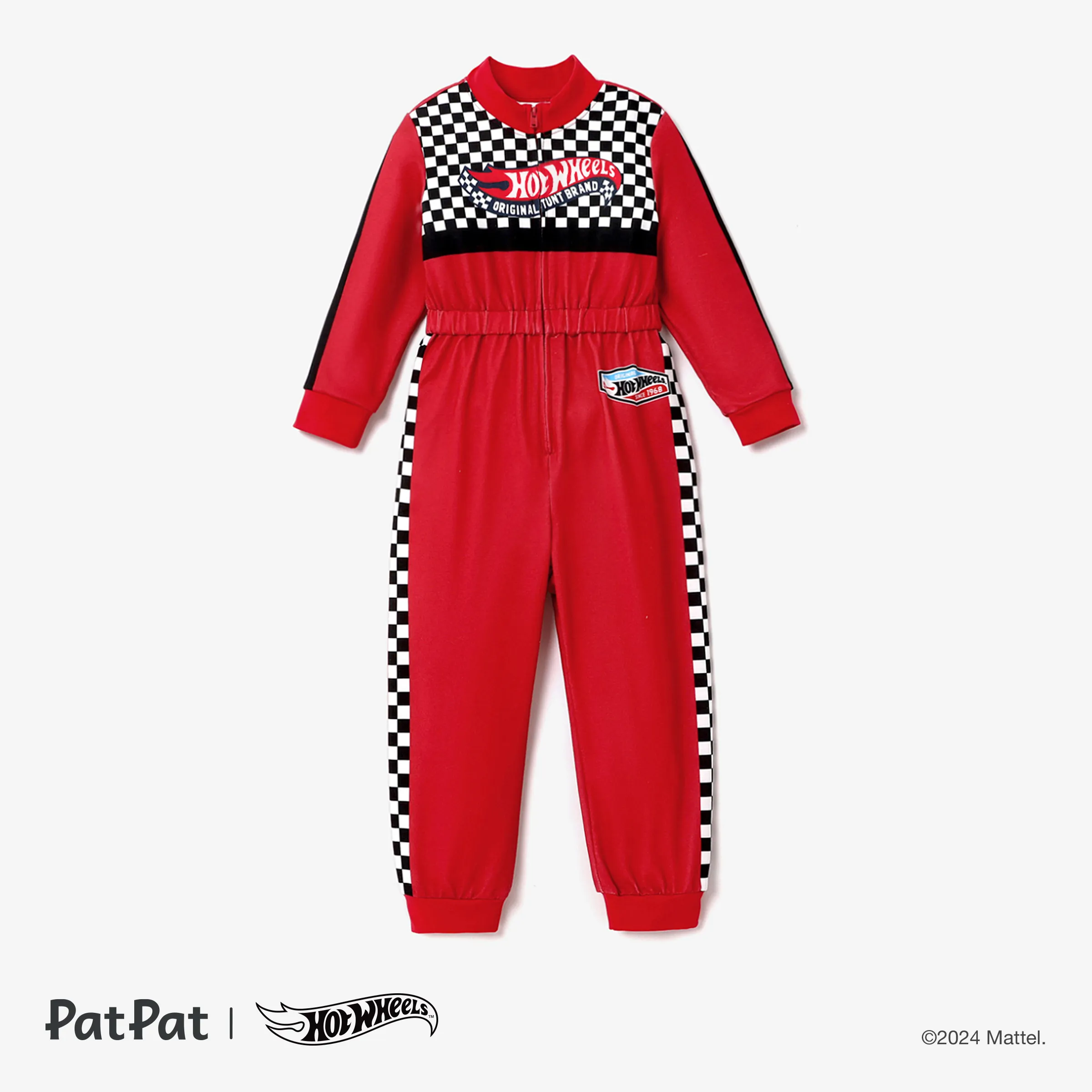 Hot Wheels Toddler Boy Colorblock Logo Print Long-sleeve Racing Jumpsuit Red