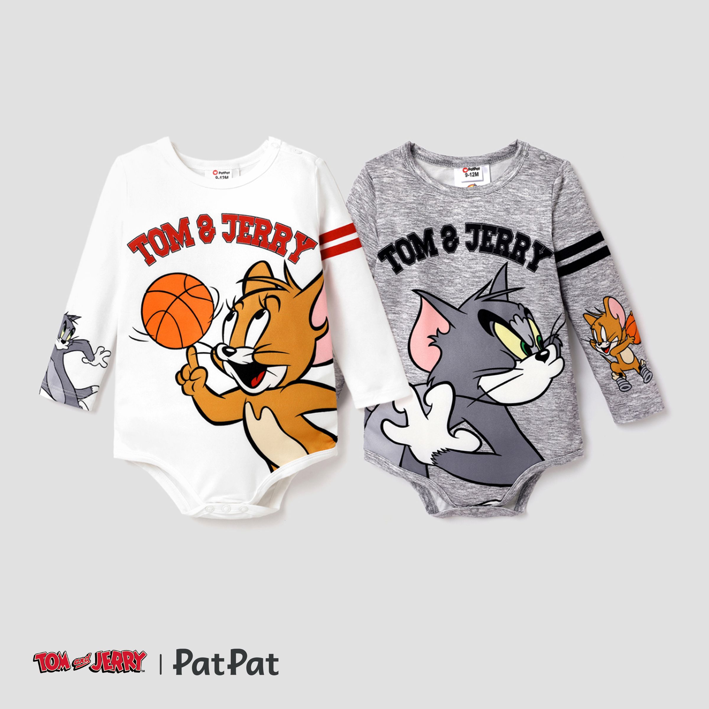 Tom And Jerry Baby Boy Character Print Long-sleeve Bodysuit