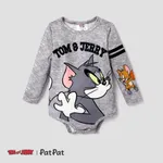Tom and Jerry 嬰兒 男 鈕扣 童趣 長袖 連身衣 灰色