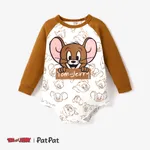 Tom and Jerry baby boy character graphic A romper or a pair of pants to wear with Brown