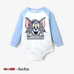Tom and Jerry 嬰兒 男 鈕扣 童趣 長袖 嬰兒套裝 藍色