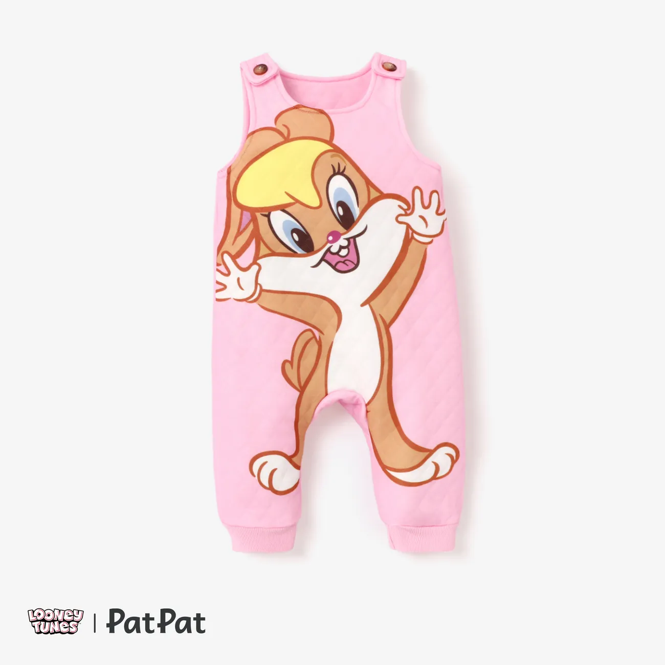 Looney Tunes 嬰兒 中性 鈕扣 童趣 長袖 嬰兒套裝 淺粉 big image 1