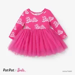 Barbie Páscoa Bebé Costuras de tecido Bonito Manga comprida Vestidos Roseo