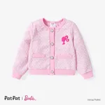 Barbie IP Menina Botão Bonito Fato saia e casaco Rosa