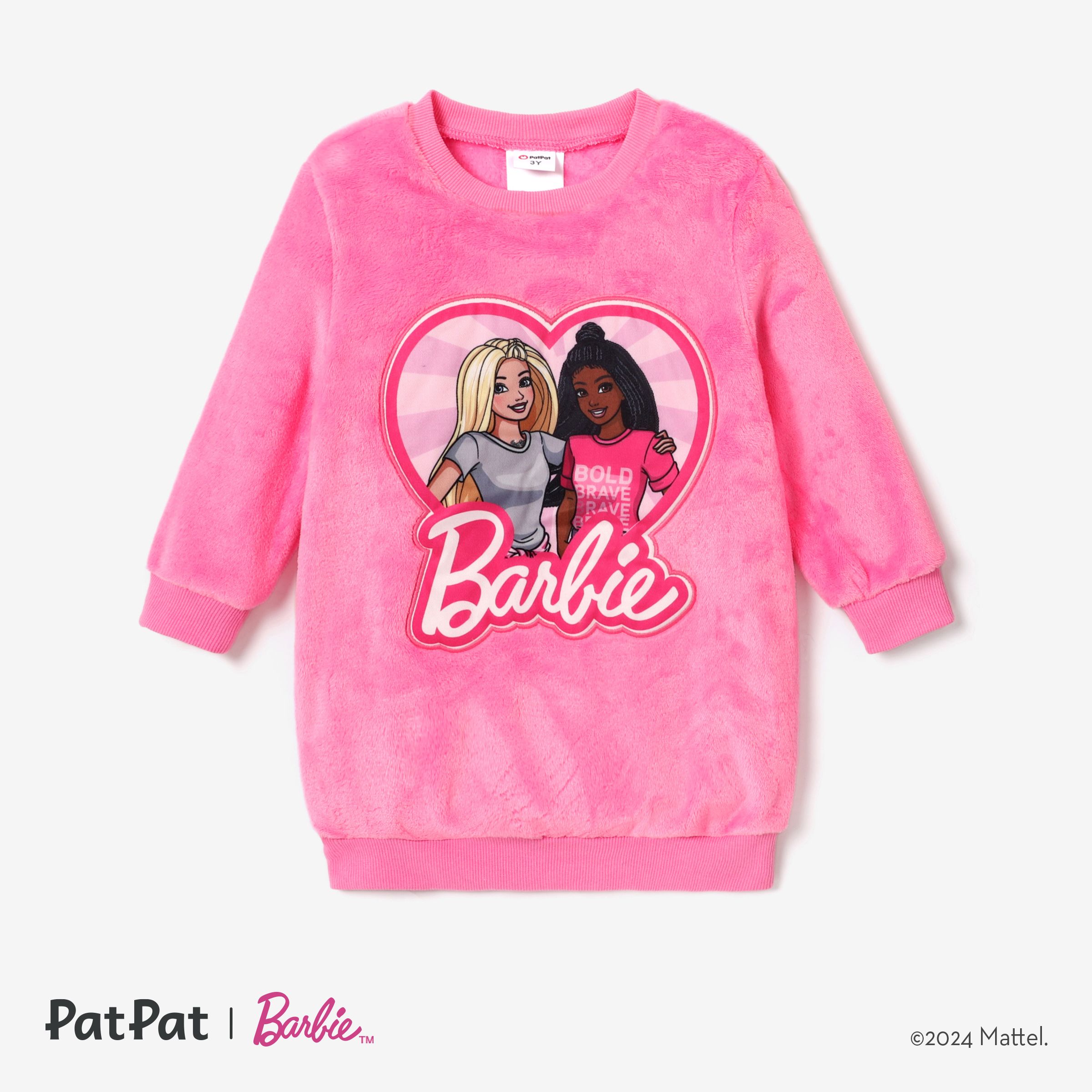 Barbie Plush Embroidered Heart Print Long-sleeve Top Or Tight Leggings