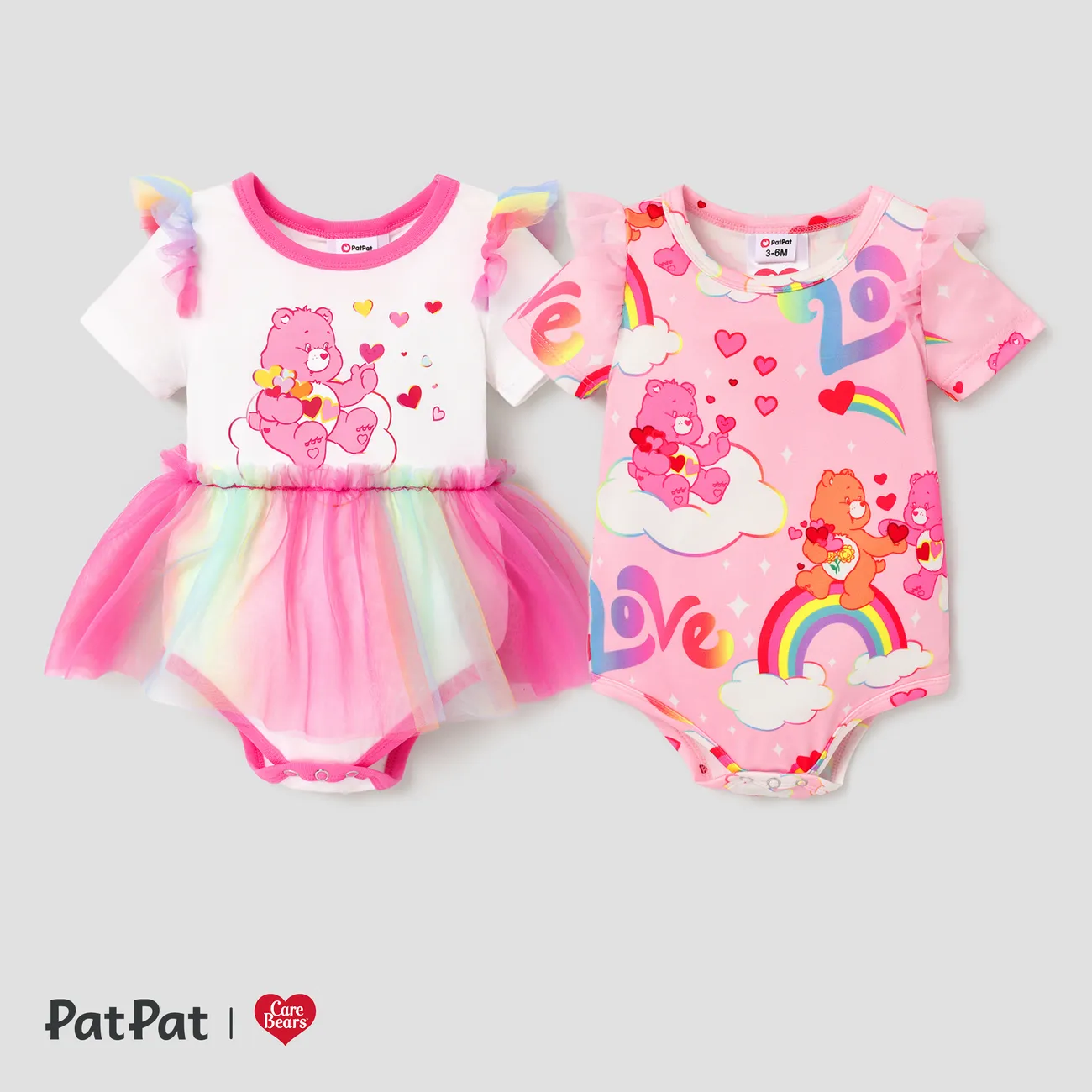 Care Bears Baby Girls Mother's Day 1pc Character Print Mesh Romper Pink big image 1