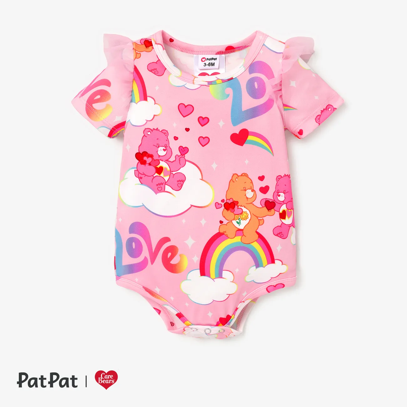 Care Bears Baby Girls Mother's Day 1pc Character Print Mesh Romper Pink big image 1