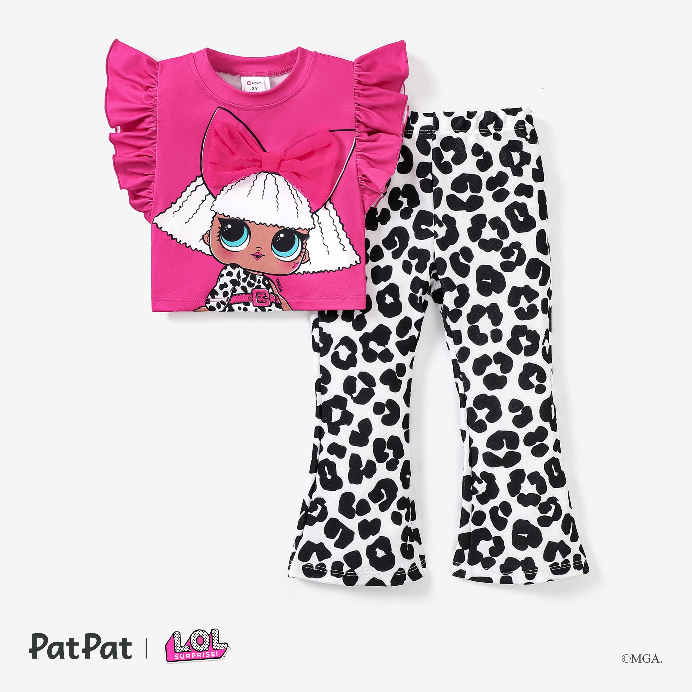L.O.L. SURPRISE ! Saint-Valentin 2pcs Toddler Girl Print Tee Avec Accessoires 3d Et Allover Print Pants Set