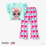 L.O.L. SURPRISE!Toddler Girls Mother's Day 2pcs Character Print Tee and Checker Print Pants Set Green