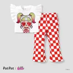 L.O.L. SURPRISE!Toddler Girls Mother's Day 2pcs Character Print Tee and Checker Print Pants Set White
