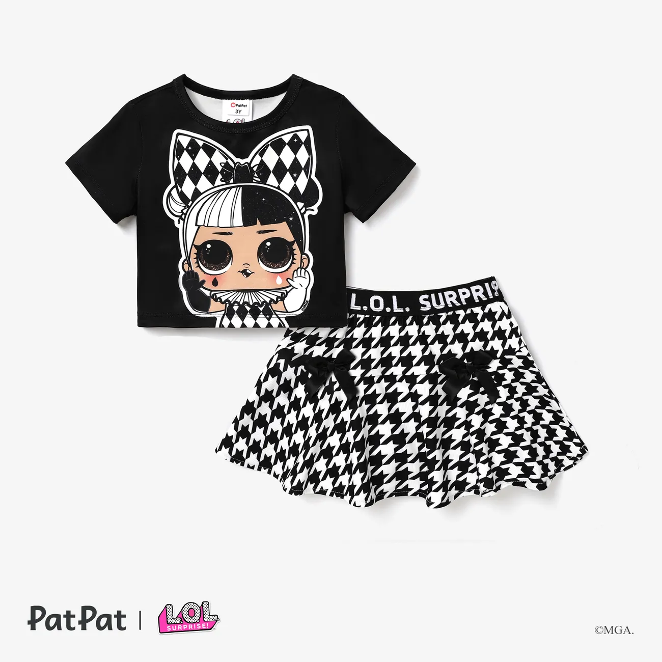 L.O.L. SURPRISE! Toddler Girl/Kid Girl Graphic Print Short-sleeve Tee and Skirt BlackandWhite big image 1