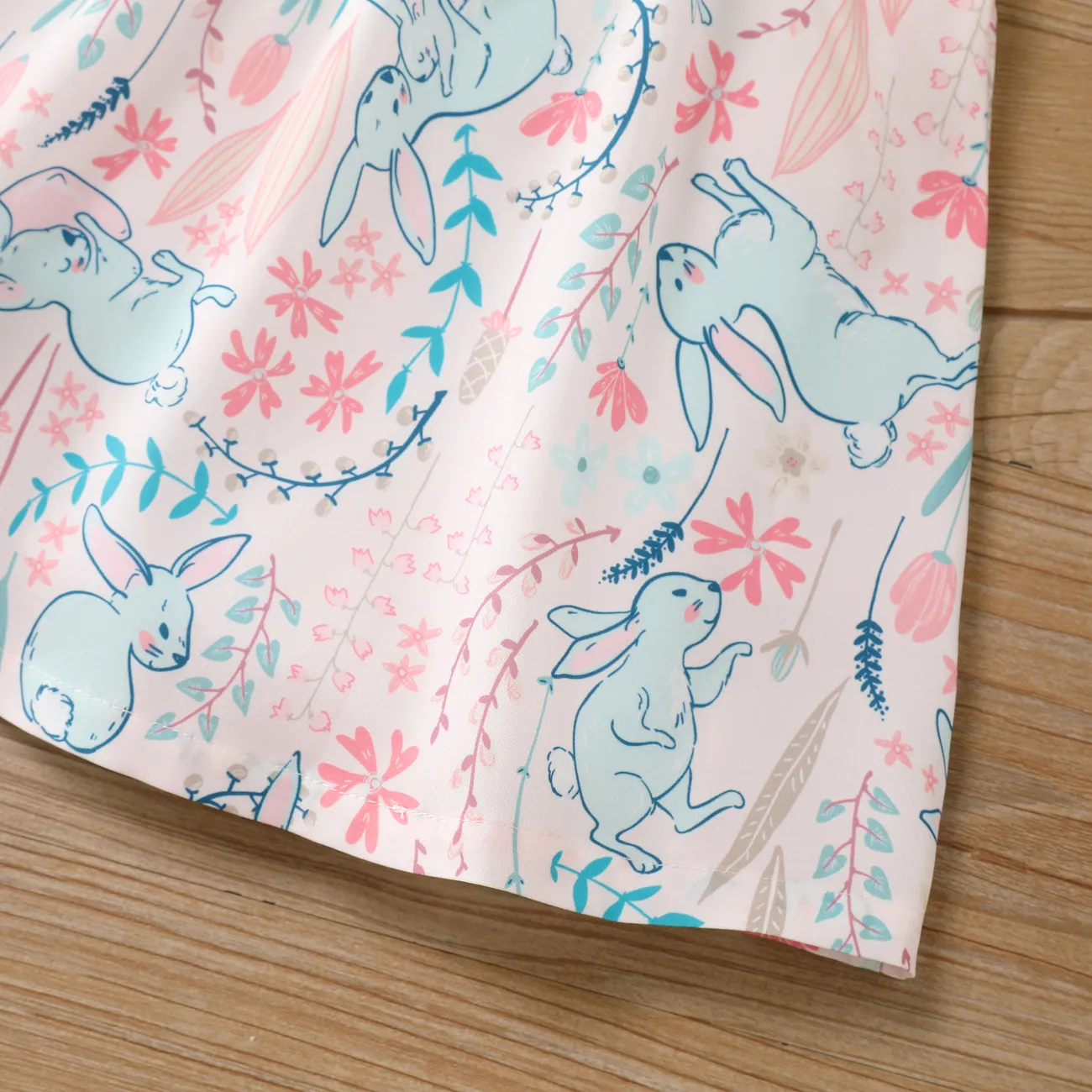 2pcs Baby Girls Childlike  Animal Pattern Rabbit Flutter Sleeve Top and Skirt Suit Mint Green big image 1