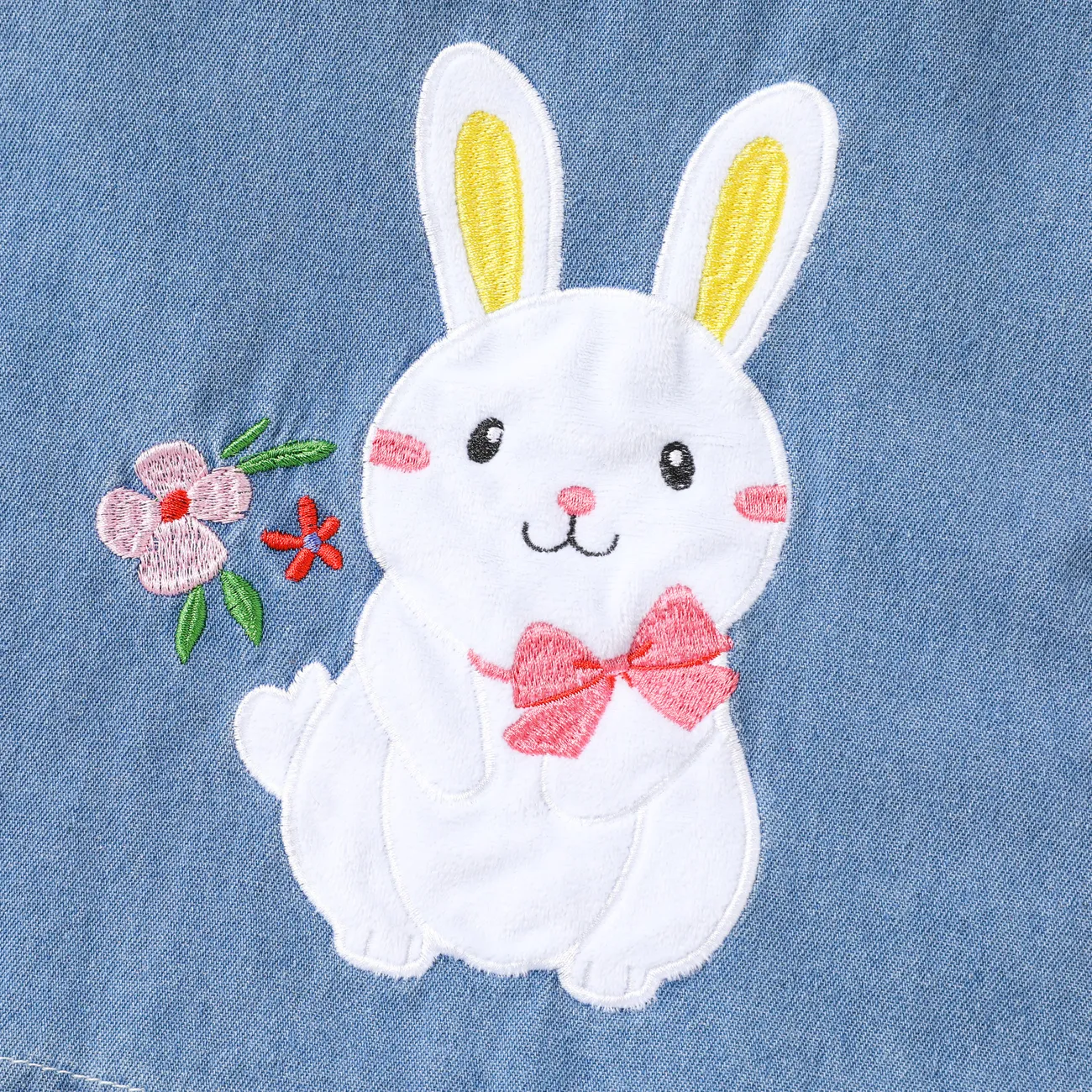  Baby Girl Childlike Rabbit Flutter Sleeve Cotton Dress  Blue big image 1