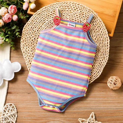 Colorful Stripe Baby Girl 連體褲 - 超觸覺 3D 設計