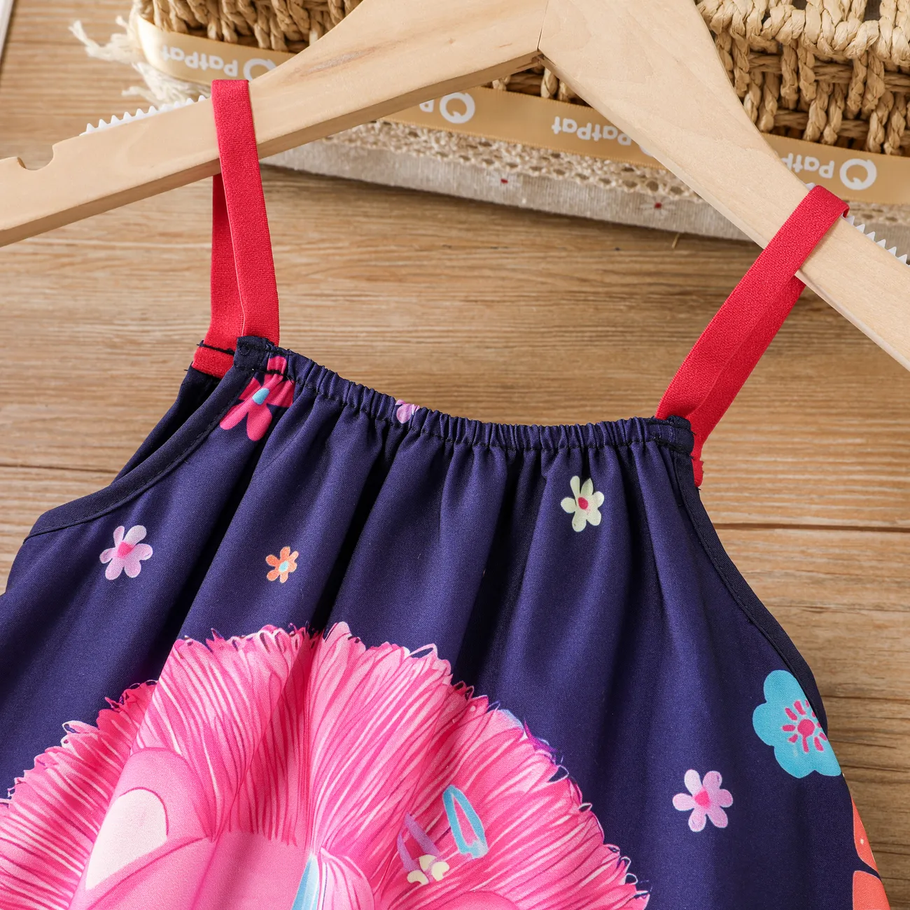 Toddler Girl's  Childlike Animal Print Dress with Hanging Strap  Pink big image 1
