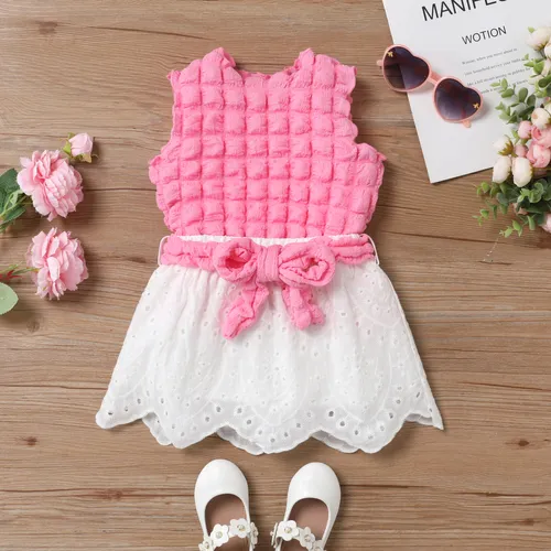 2pcs Toddler Girl  Sweet  Sleeveless Dress Set 