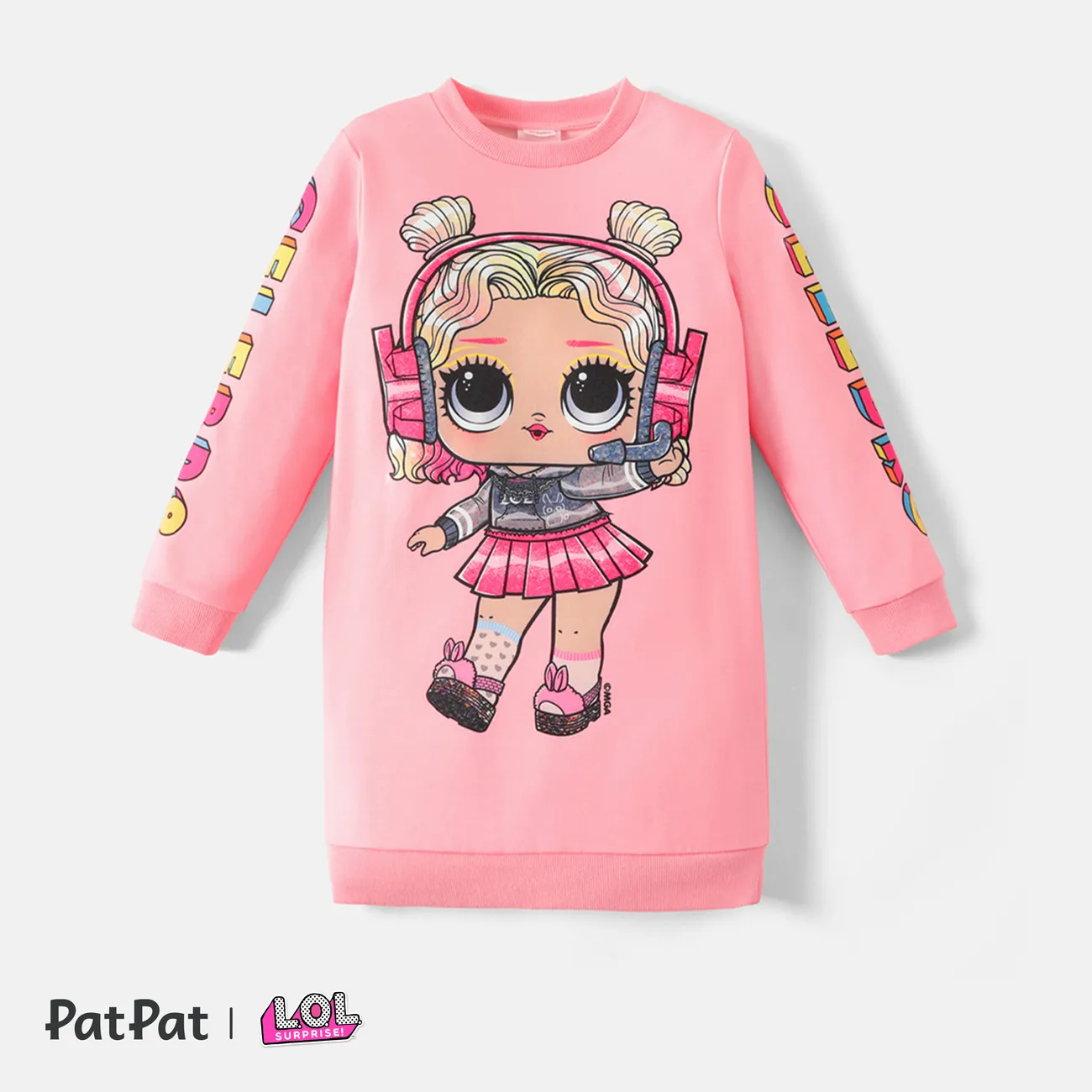 L.O.L. SURPRISE! Kid Girl Character Print Sweatshirt Dress Pink big image 1