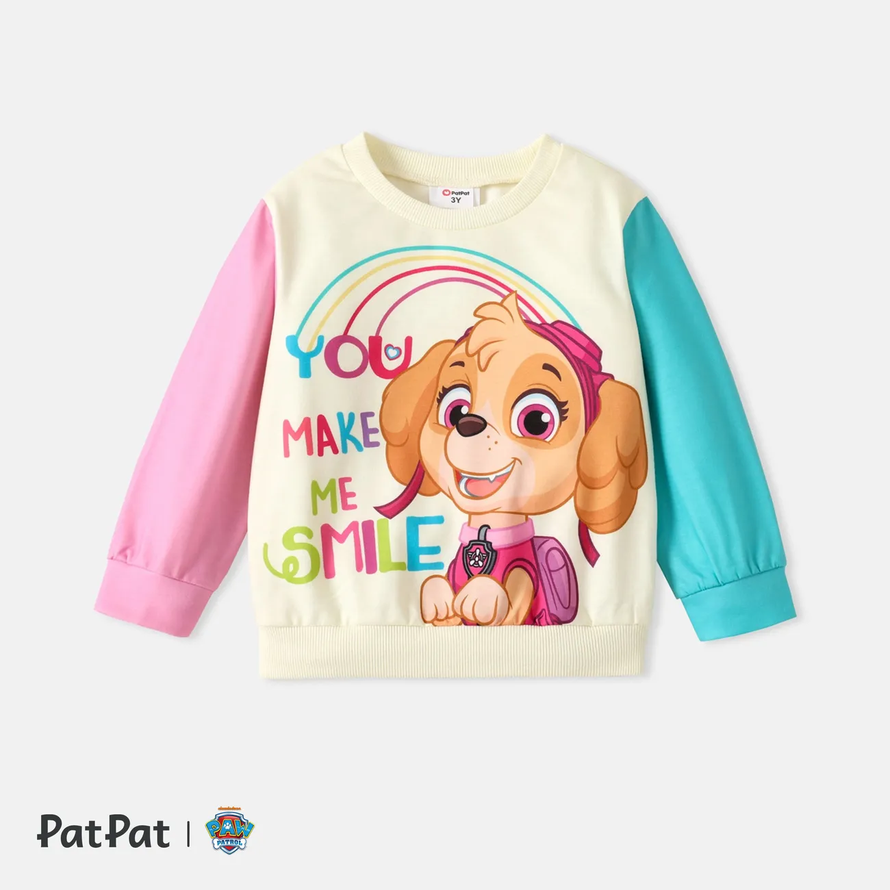 PAW Patrol Toddler Boy/Girl Character Print Colorblock Cotton Pullover Sweatshirt Apricot Yellow big image 1