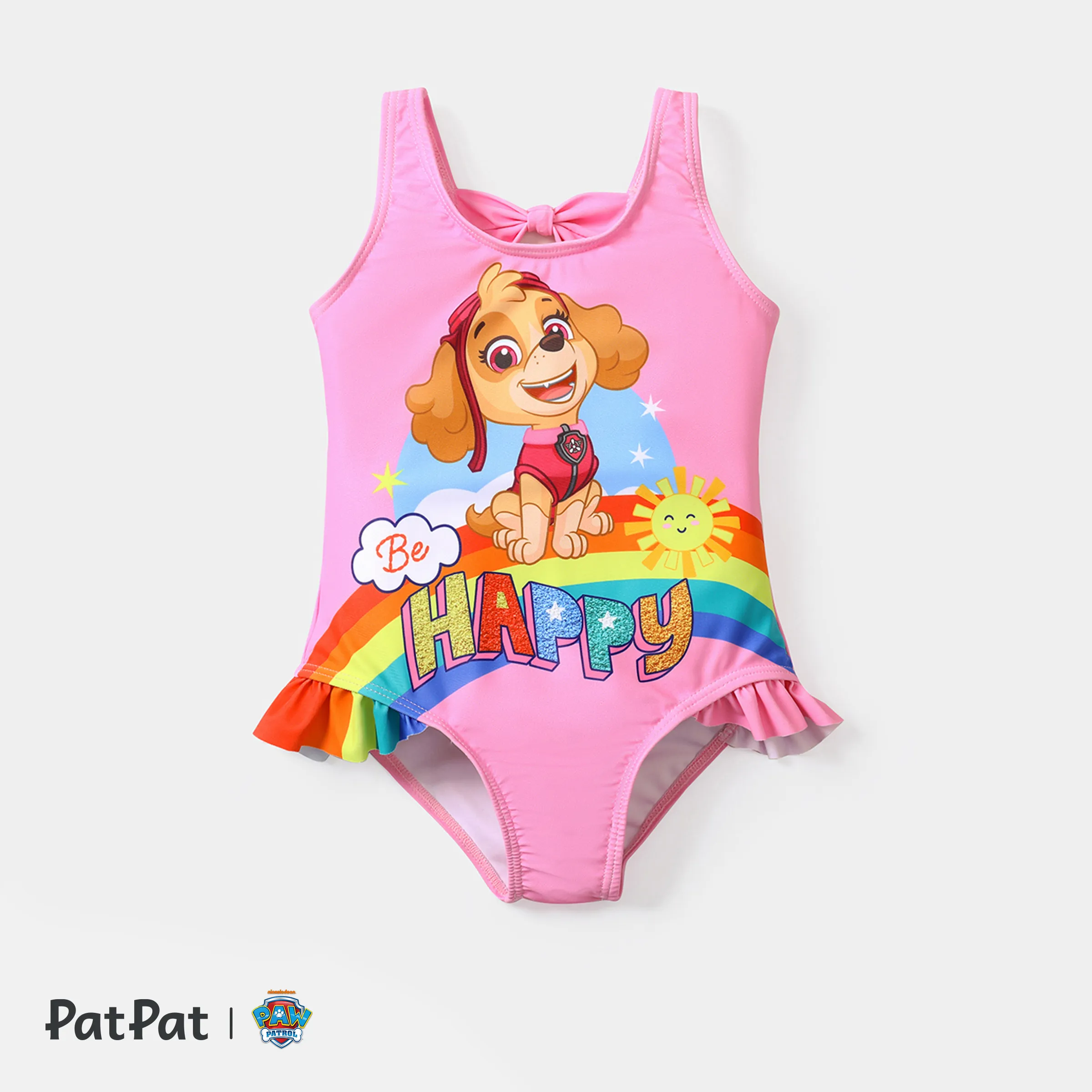 PAW Patrol Toddler Girl Bowknot Design Rainbow Print Sleeveless Onepiece Swimsuit