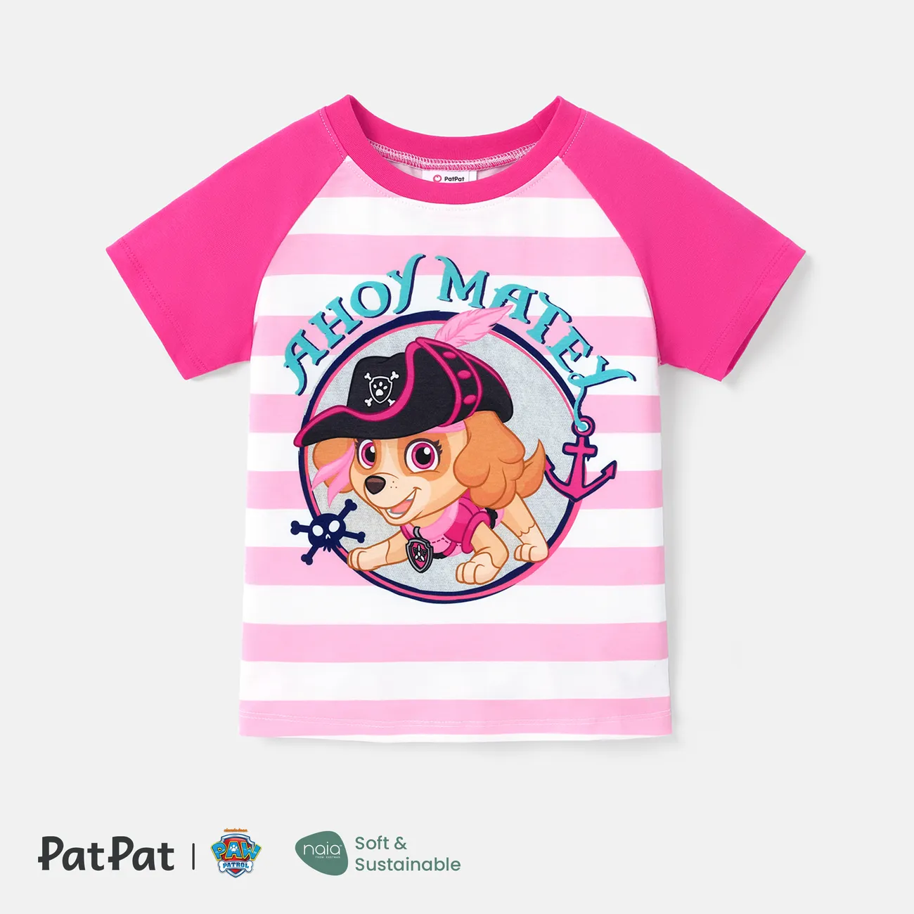 PAW Patrol Toddler Boy Character & Stripe Print Naia™ Short-sleeve Tee Hot Pink big image 1