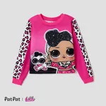 L.O.L. SURPRISE! Kid Girl Character Print Pullover Crop Top/Sweatshirt Hot Pink
