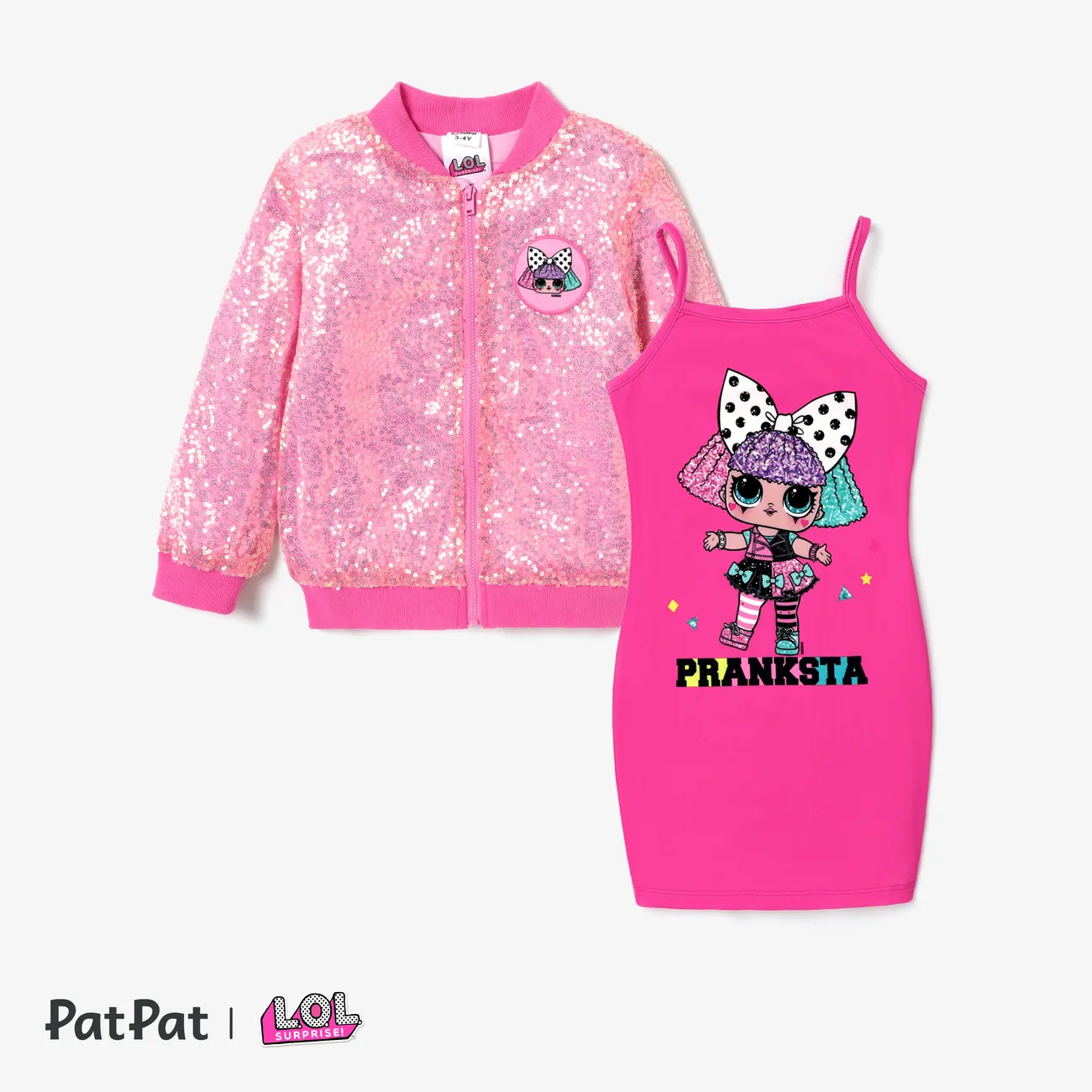 L.O.L. SURPRISE! Toddler /Kid Girl Graphic Print Short-sleeve Dress and Top Set  PINK-1 big image 1
