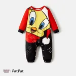 Looney Tunes  Family Matching Cartoon Graphic aglan-sleeve Allover Christmas Print Pajamas Sets (Flame Resistant) redblack