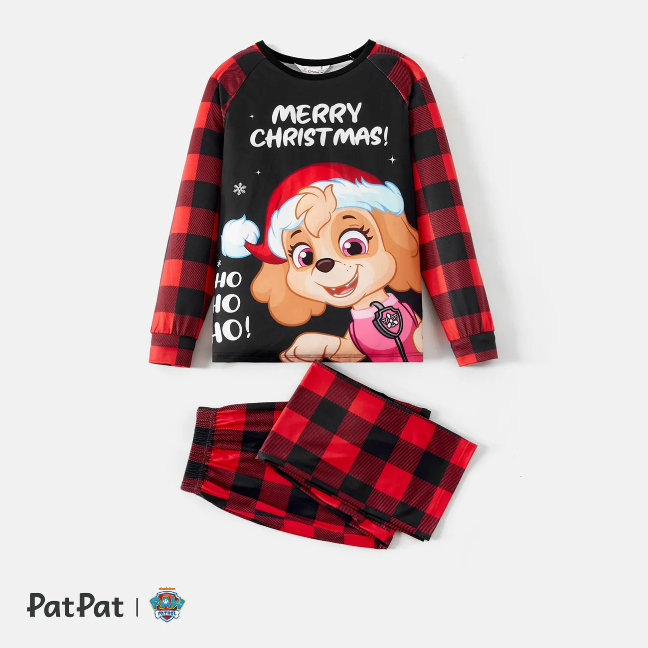 Patrulha Canina Natal Look de família Cão Manga comprida Conjuntos de roupa para a família Pijamas (Flame Resistant) vermelho preto big image 1