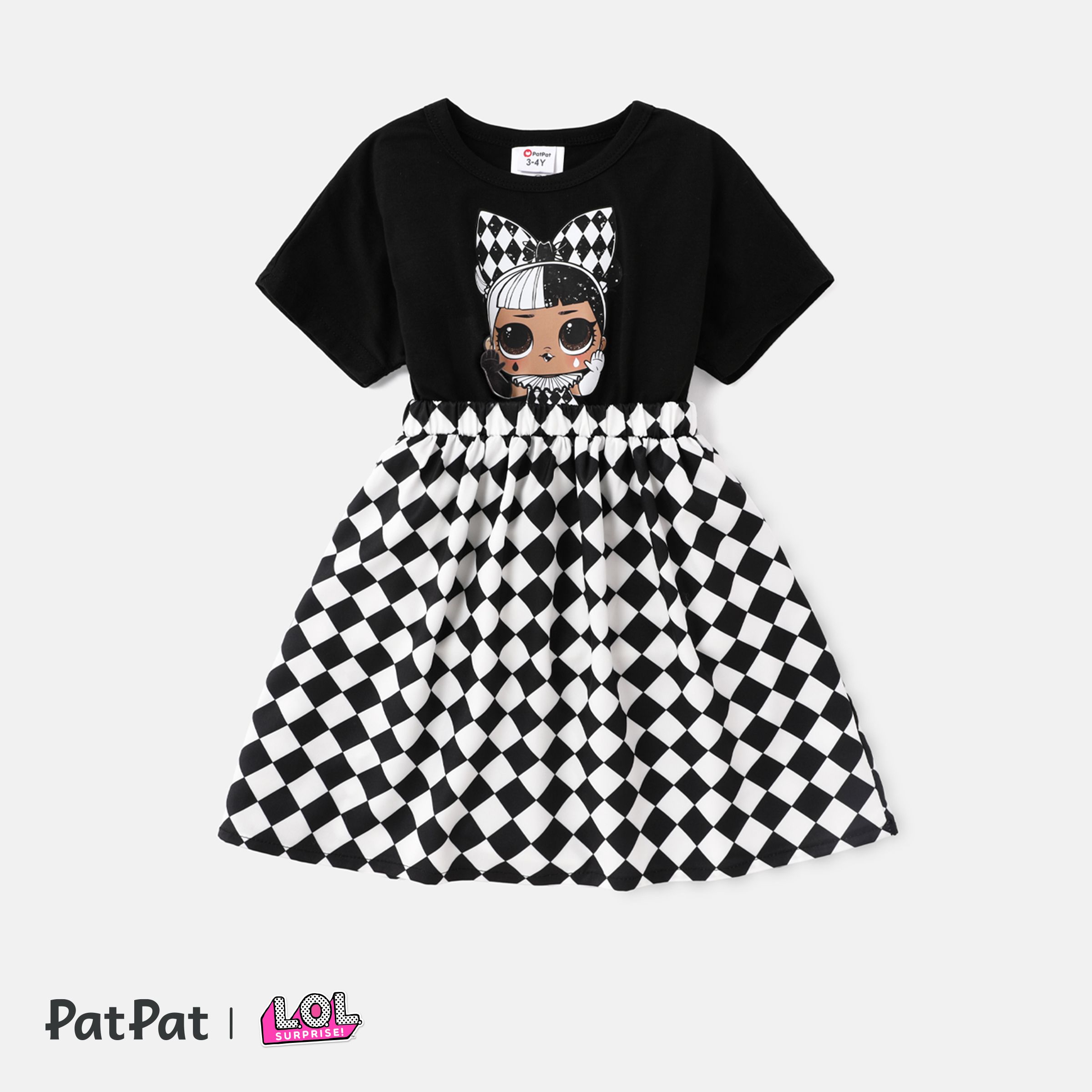 

L.O.L. SURPRISE! Toddler Girl Plaid Splice Cotton Short-sleeve Dress