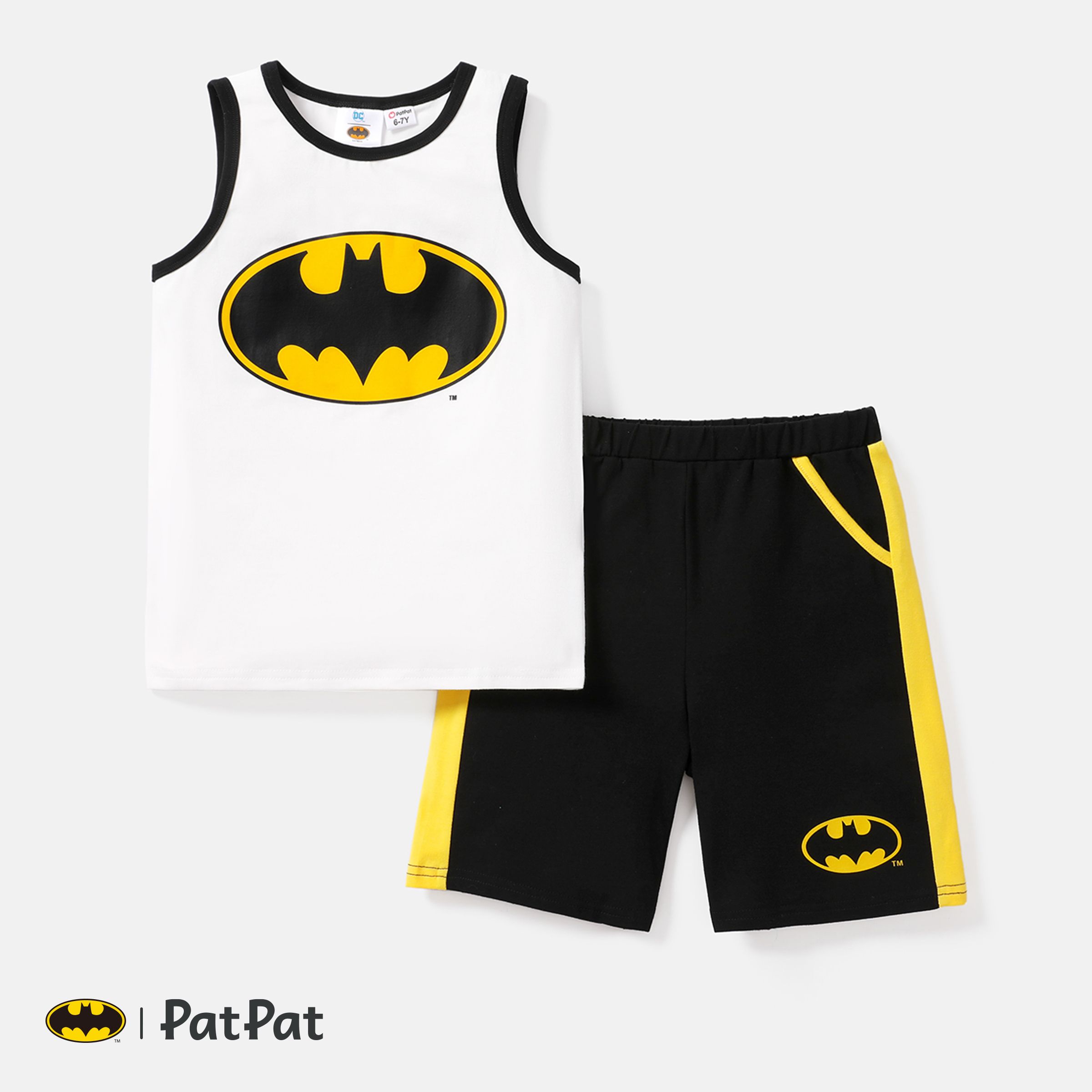 Batman 2pcs Kid Boy Cotton Tank Top And Colorblock Shorts Set