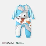 Looney Tunes Baby Boy/Girl Cartoon Animal Print Striped Long-sleeve Naia™ Jumpsuit BLUEWHITE