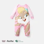 Looney Tunes Baby Boy/Girl Cartoon Animal Print Striped Long-sleeve Naia™ Jumpsuit PinkyWhite