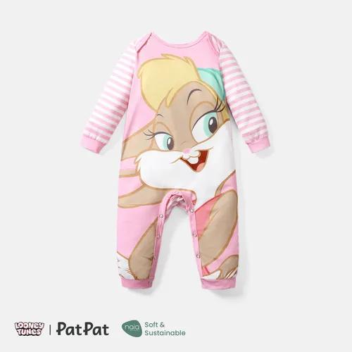 Looney Tunes Baby Boy/Girl Cartoon Animal Print Striped Long-sleeve Naia™ Jumpsuit