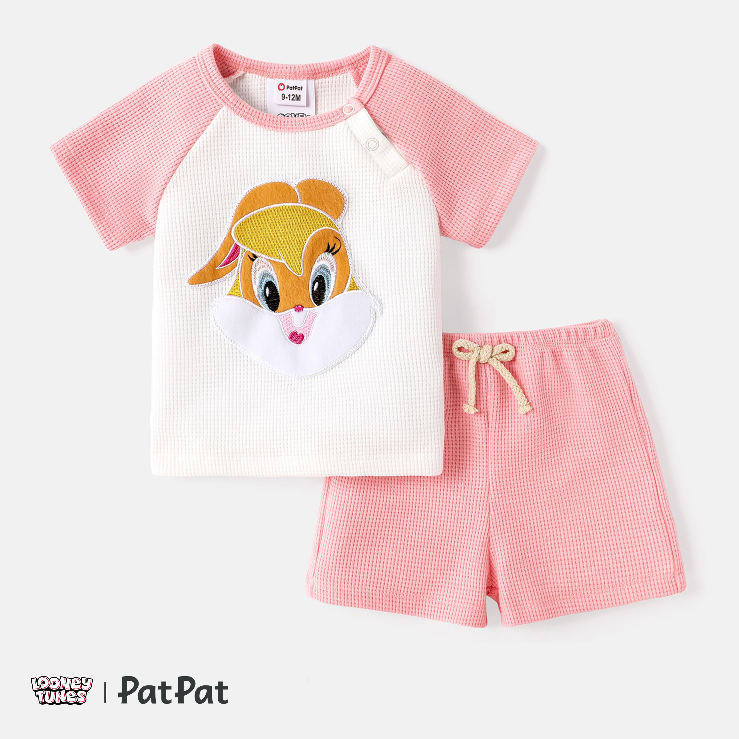 

Looney Tunes 2pcs Baby Boy/Girl Raglan Sleeve Animal Graphic Waffle Tee & Shorts Set