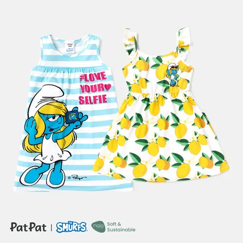 The Smurfs Toddler Girl Naia™ Stripe/Lemon & Character Print Tank Dress