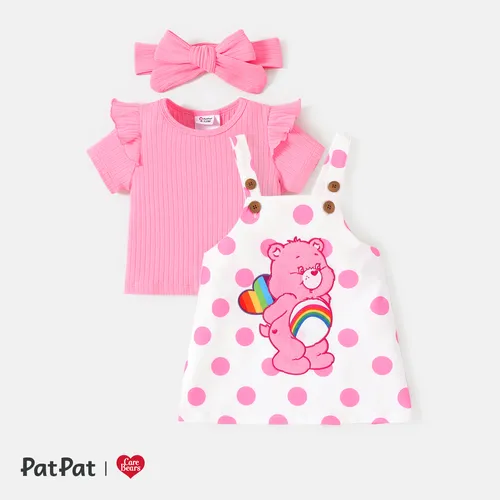 Care Bears Baby/Toddler Girl 3pcs Naia™ Flutter-sleeve Ribbed Top & Slip Dress & Headband Set