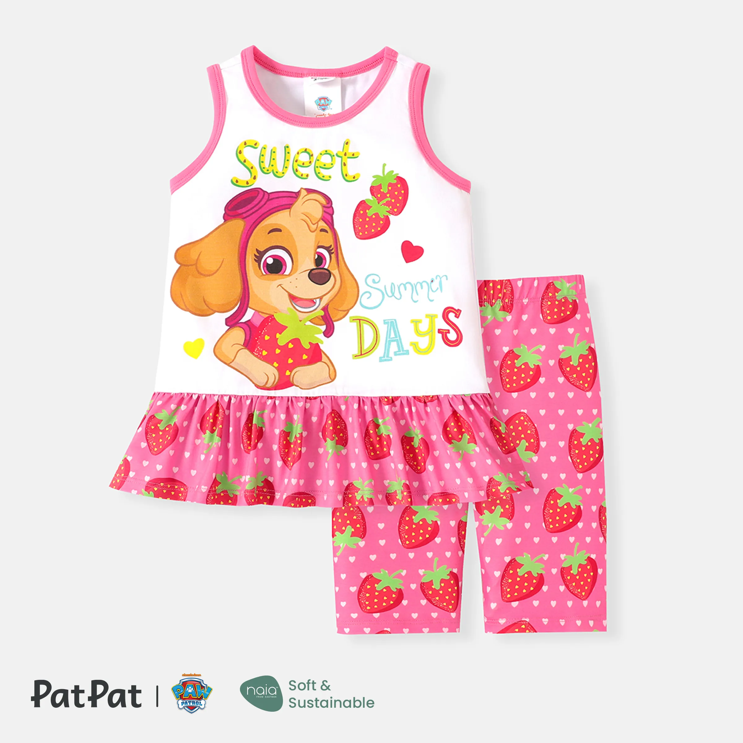 

PAW Patrol Toddler Girl 2pcs Naia™ Strawberry Print Ruffle Hem Tank Top and Leggings Shorts Set