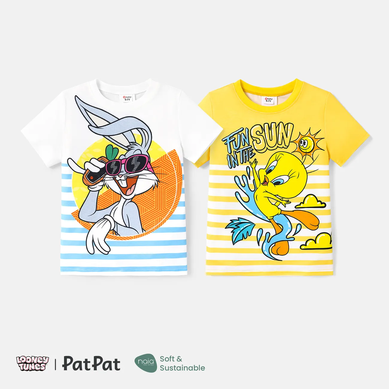 Looney Tunes Kid Girl/Boy Naia™ Character & Stripe Print Short-sleeve Tee Yellow big image 1