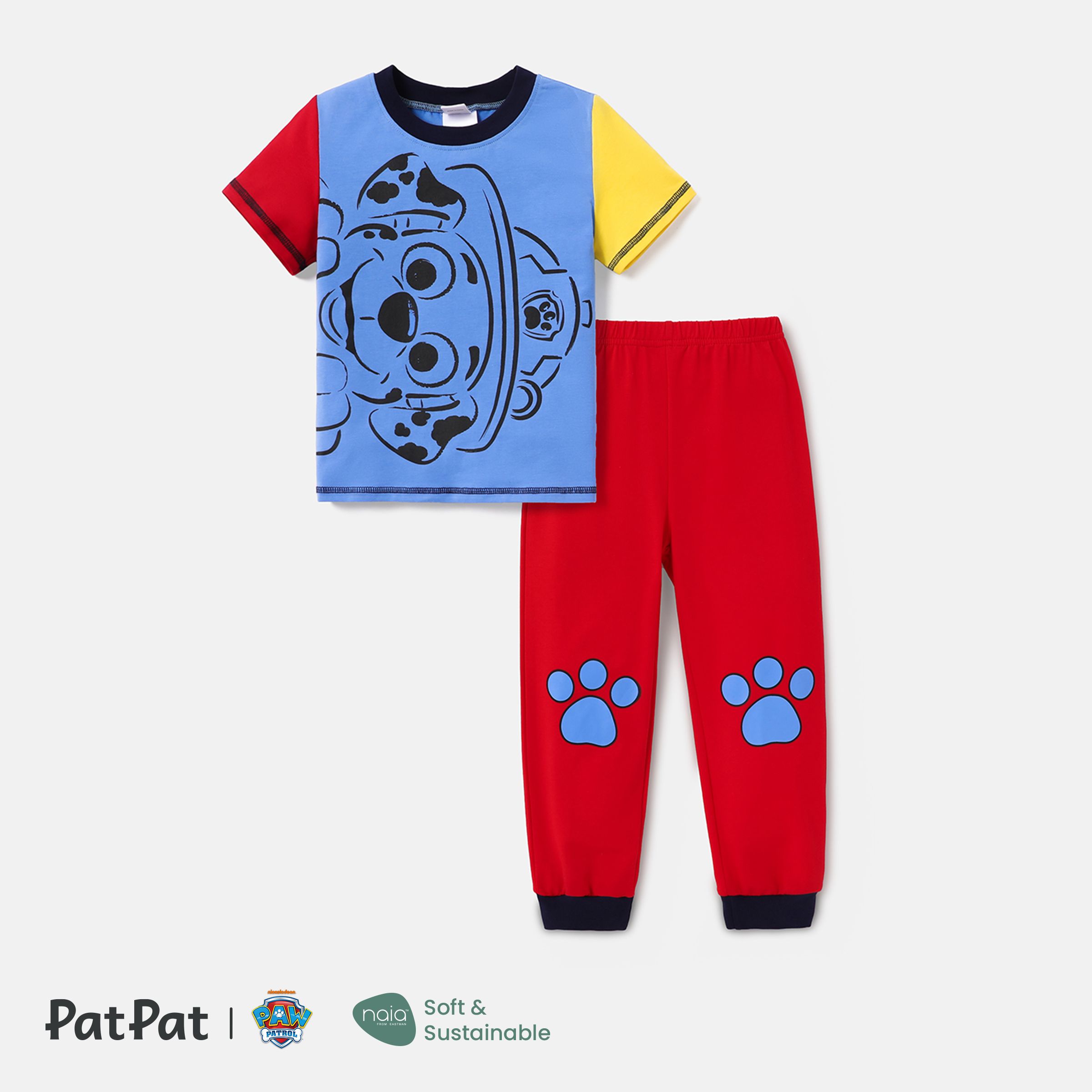 

PAW Patrol Toddler Boy 2pcs Cotton Character Print Colorblock Short-sleeve Tee and Pants Set